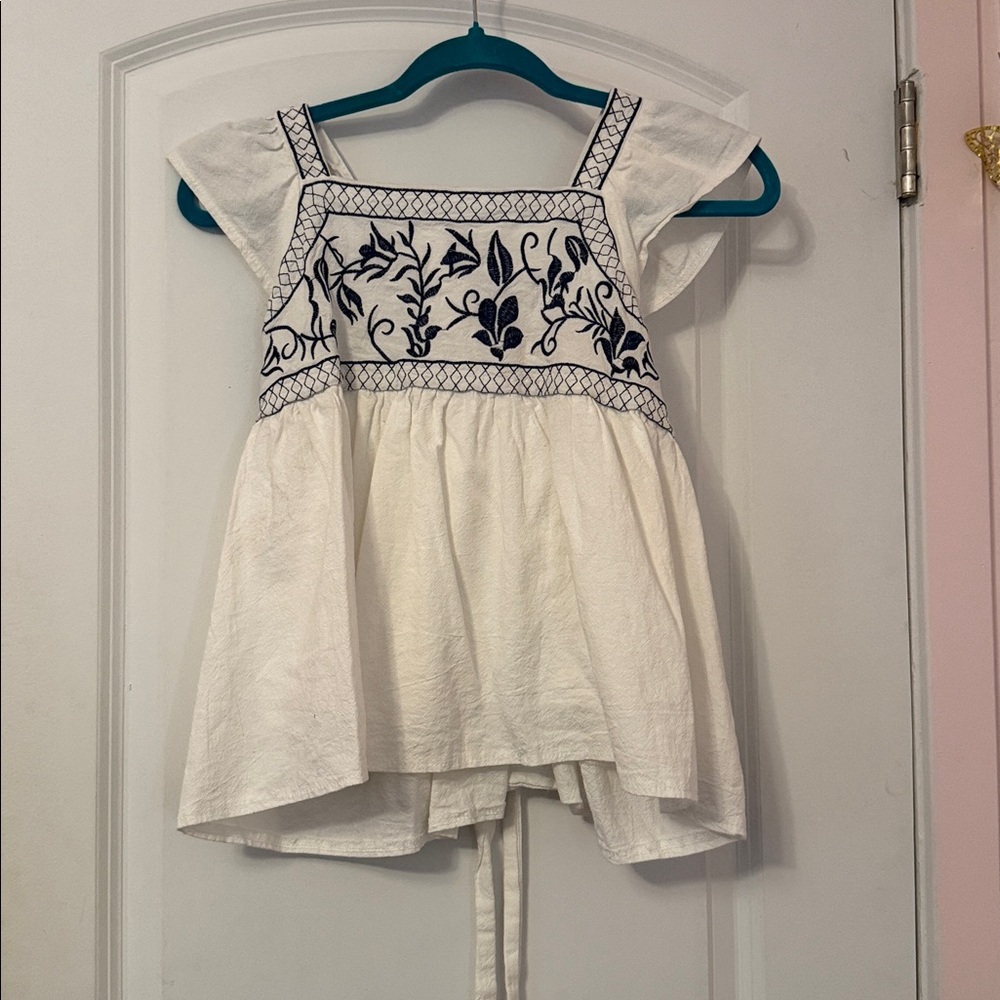 White Top with Black Embroidery